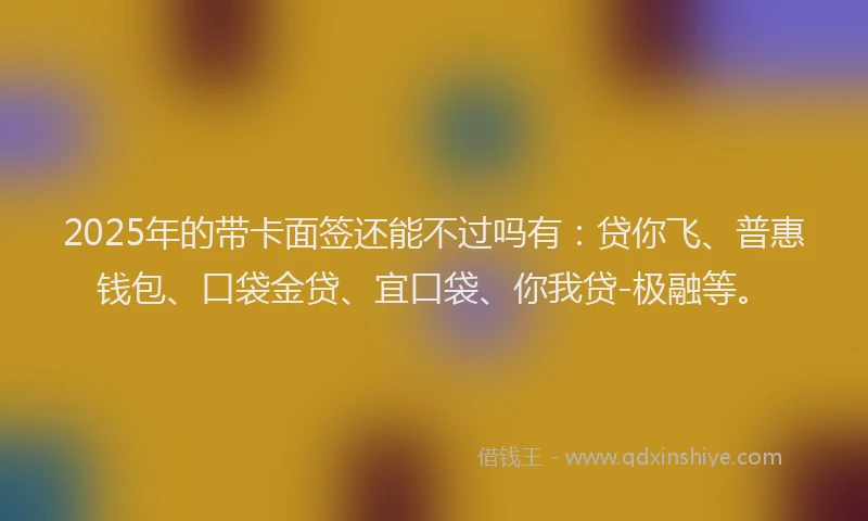 2025年的带卡面签还能不过吗有：贷你飞、普惠钱包、口袋金贷、宜口袋、你我贷-极融等。