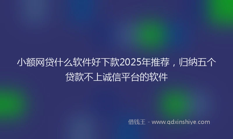 小额网贷什么软件好下款2025年推荐，归纳五个贷款不上诚信平台的软件