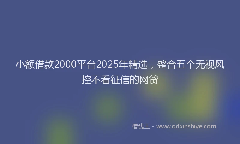 小额借款2000平台2025年精选，整合五个无视风控不看征信的网贷
