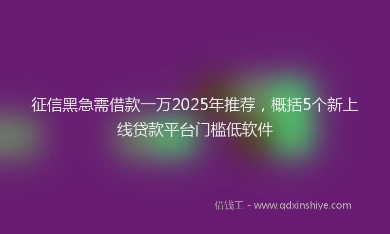 征信黑急需借款一万2025年推荐，概括5个新上线贷款平台门槛低软件