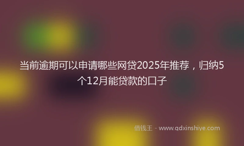 当前逾期可以申请哪些网贷2025年推荐，归纳5个12月能贷款的口子