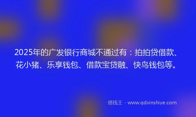 2025年的广发银行商城不通过有：拍拍贷借款、花小猪、乐享钱包、借款宝贷融、快鸟钱包等。
