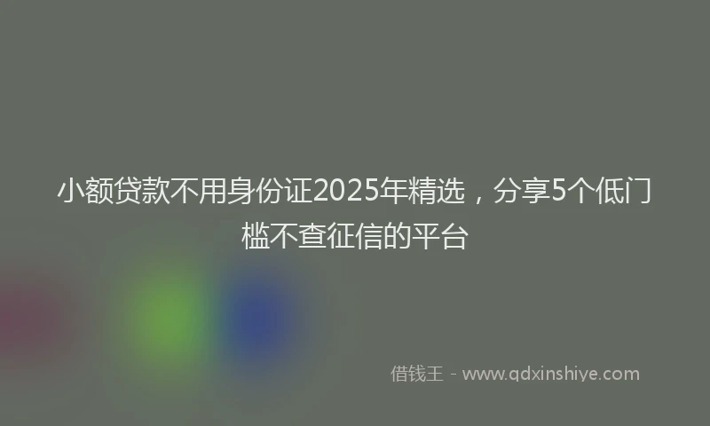 小额贷款不用身份证2025年精选，分享5个低门槛不查征信的平台