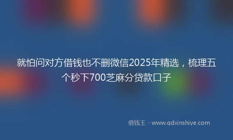 就怕问对方借钱也不删微信2025年精选，梳理五个秒下700芝麻分贷款口子