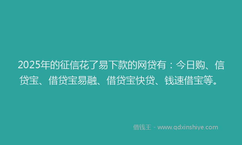 2025年的征信花了易下款的网贷有：今日购、信贷宝、借贷宝易融、借贷宝快贷、钱速借宝等。