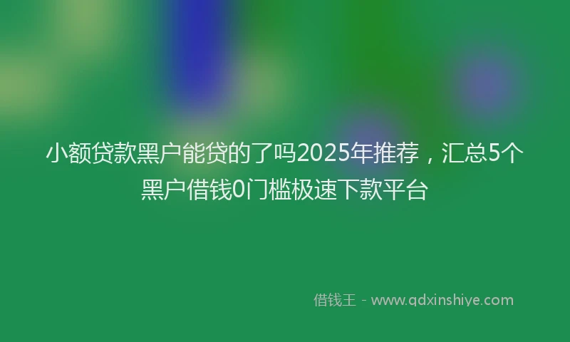 小额贷款黑户能贷的了吗2025年推荐，汇总5个黑户借钱0门槛极速下款平台
