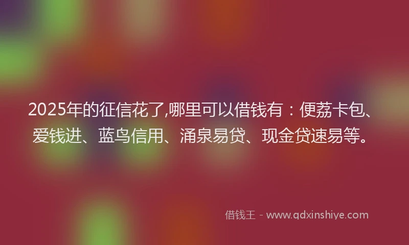 2025年的征信花了,哪里可以借钱有：便荔卡包、爱钱进、蓝鸟信用、涌泉易贷、现金贷速易等。