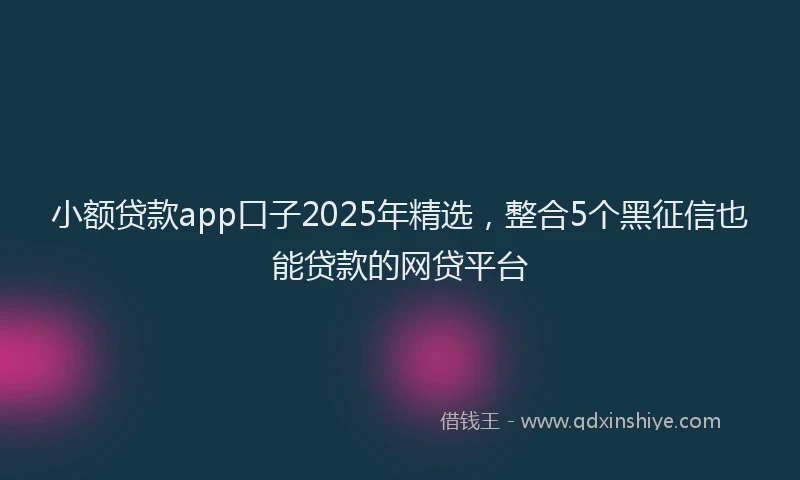 小额贷款app口子2025年精选，整合5个黑征信也能贷款的网贷平台