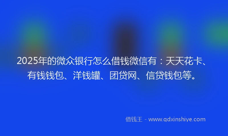 2025年的微众银行怎么借钱微信有：天天花卡、有钱钱包、洋钱罐、团贷网、信贷钱包等。