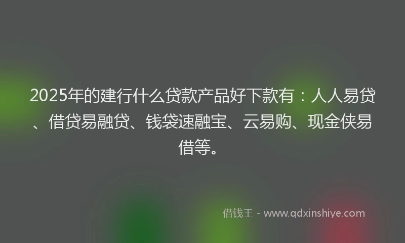 2025年的建行什么贷款产品好下款有：人人易贷、借贷易融贷、钱袋速融宝、云易购、现金侠易借等。