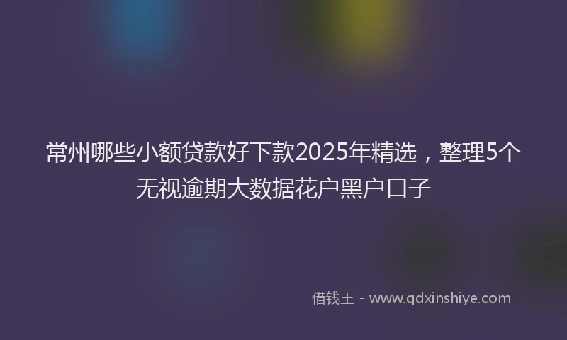 常州哪些小额贷款好下款2025年精选，整理5个无视逾期大数据花户黑户口子