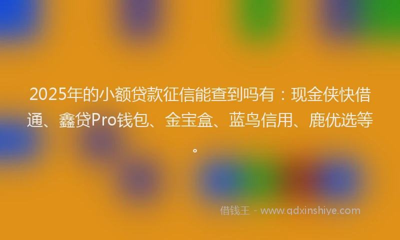 2025年的小额贷款征信能查到吗有：现金侠快借通、鑫贷Pro钱包、金宝盒、蓝鸟信用、鹿优选等。