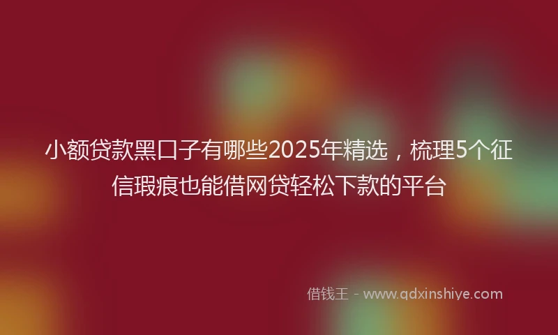 小额贷款黑口子有哪些2025年精选，梳理5个征信瑕疵也能借网贷轻松下款的平台