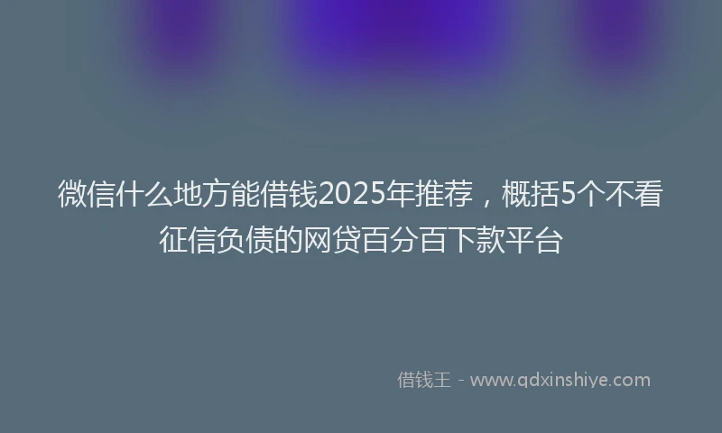 微信什么地方能借钱2025年推荐，概括5个不看征信负债的网贷百分百下款平台