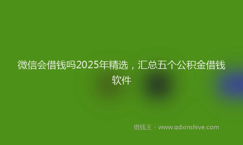 微信会借钱吗2025年精选，汇总五个公积金借钱软件