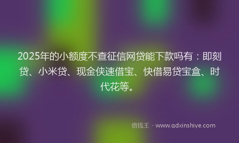 2025年的小额度不查征信网贷能下款吗有：即刻贷、小米贷、现金侠速借宝、快借易贷宝盒、时代花等。