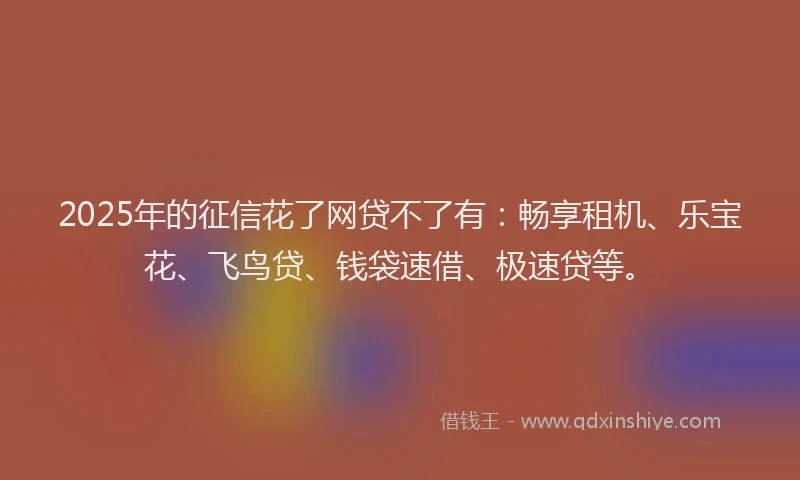 2025年的征信花了网贷不了有：畅享租机、乐宝花、飞鸟贷、钱袋速借、极速贷等。