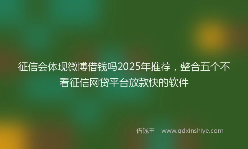 征信会体现微博借钱吗2025年推荐，整合五个不看征信网贷平台放款快的软件