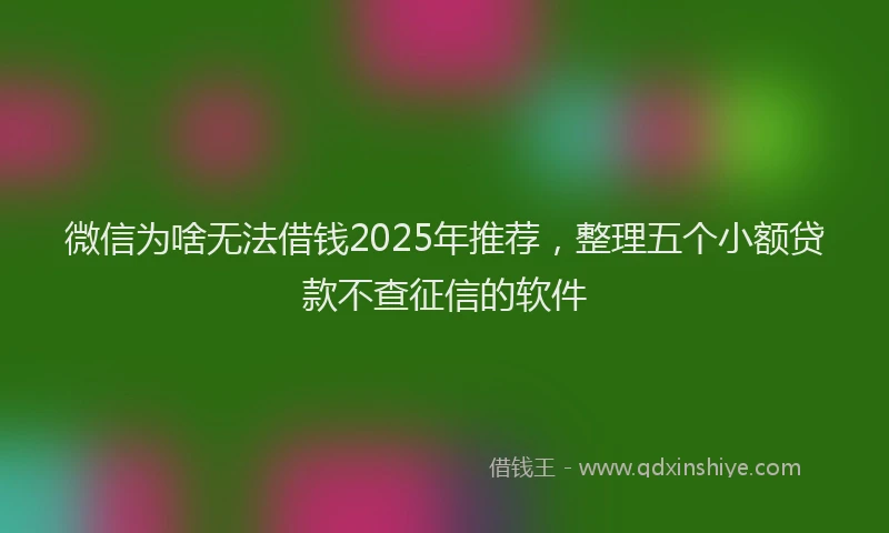 微信为啥无法借钱2025年推荐，整理五个小额贷款不查征信的软件
