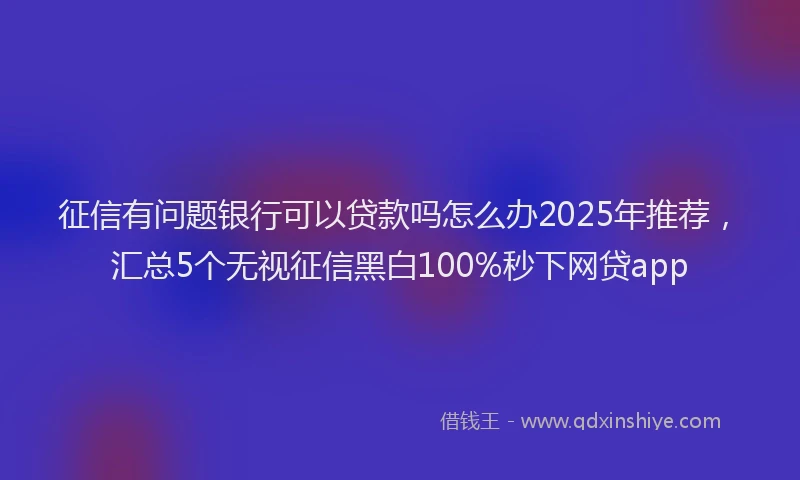 征信有问题银行可以贷款吗怎么办2025年推荐，汇总5个无视征信黑白100%秒下网贷app