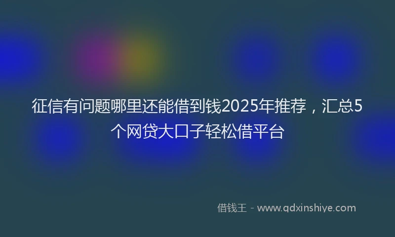 征信有问题哪里还能借到钱2025年推荐，汇总5个网贷大口子轻松借平台