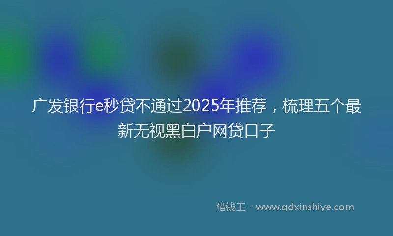 广发银行e秒贷不通过2025年推荐，梳理五个最新无视黑白户网贷口子