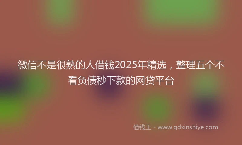 微信不是很熟的人借钱2025年精选，整理五个不看负债秒下款的网贷平台