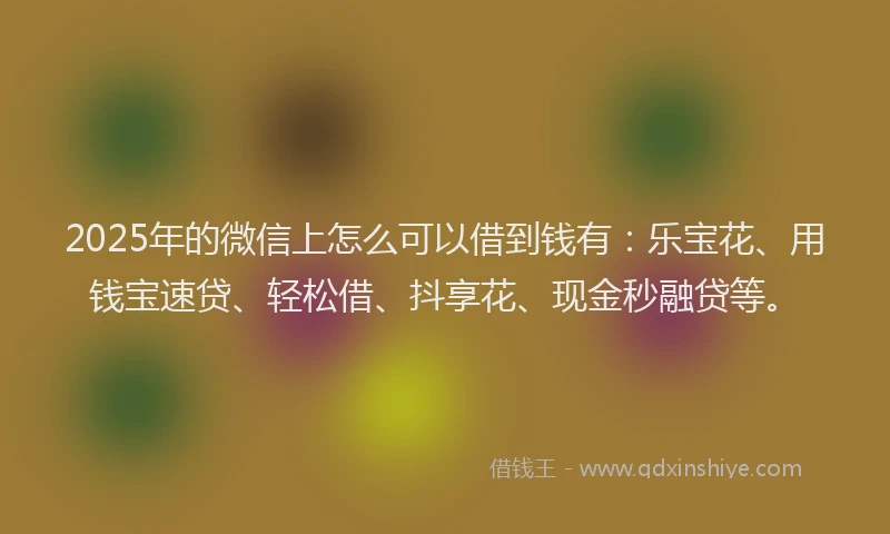 2025年的微信上怎么可以借到钱有：乐宝花、用钱宝速贷、轻松借、抖享花、现金秒融贷等。