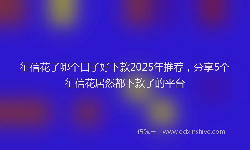 征信花了哪个口子好下款2025年推荐，分享5个征信花居然都下款了的平台