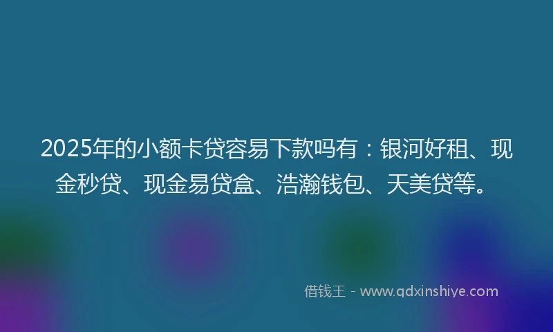 2025年的小额卡贷容易下款吗有：银河好租、现金秒贷、现金易贷盒、浩瀚钱包、天美贷等。