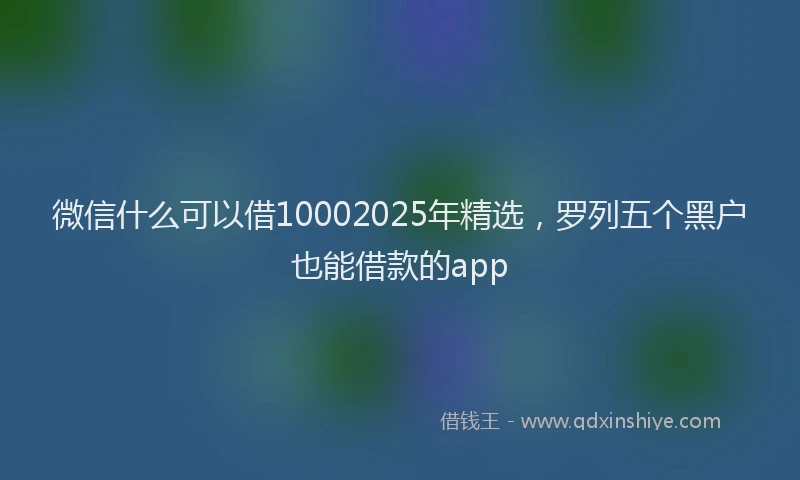 微信什么可以借10002025年精选，罗列五个黑户也能借款的app