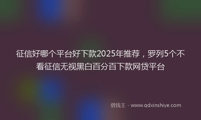 征信好哪个平台好下款2025年推荐，罗列5个不看征信无视黑白百分百下款网贷平台