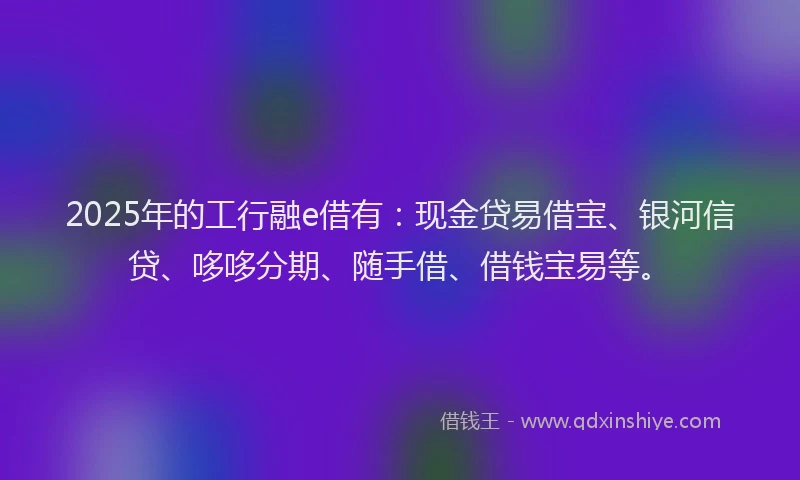 2025年的工行融e借有：现金贷易借宝、银河信贷、哆哆分期、随手借、借钱宝易等。