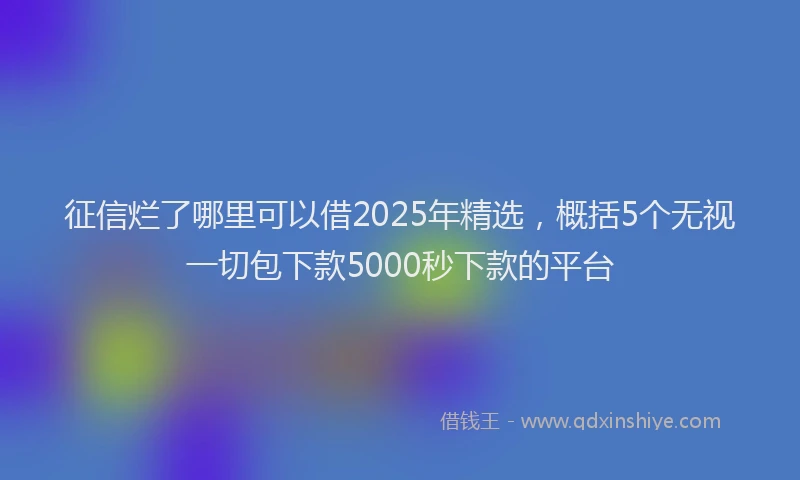 征信烂了哪里可以借2025年精选，概括5个无视一切包下款5000秒下款的平台