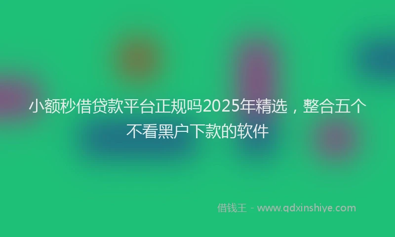 小额秒借贷款平台正规吗2025年精选，整合五个不看黑户下款的软件