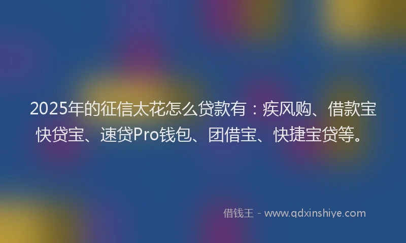 2025年的征信太花怎么贷款有：疾风购、借款宝快贷宝、速贷Pro钱包、团借宝、快捷宝贷等。
