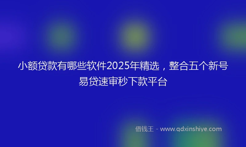 小额贷款有哪些软件2025年精选，整合五个新号易贷速审秒下款平台