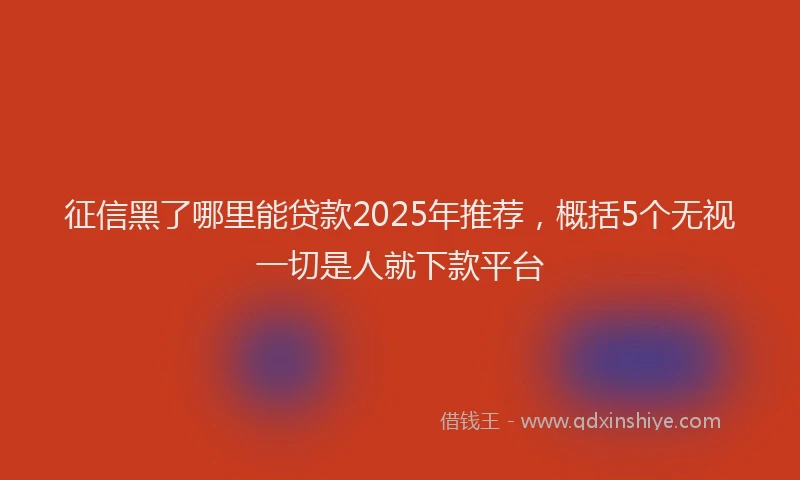 征信黑了哪里能贷款2025年推荐，概括5个无视一切是人就下款平台