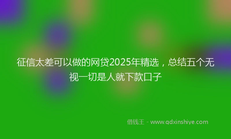 征信太差可以做的网贷2025年精选，总结五个无视一切是人就下款口子