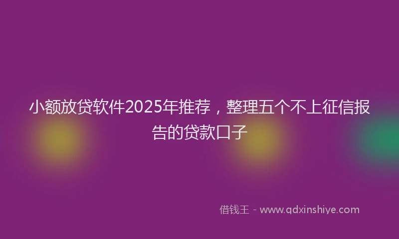 小额放贷软件2025年推荐，整理五个不上征信报告的贷款口子