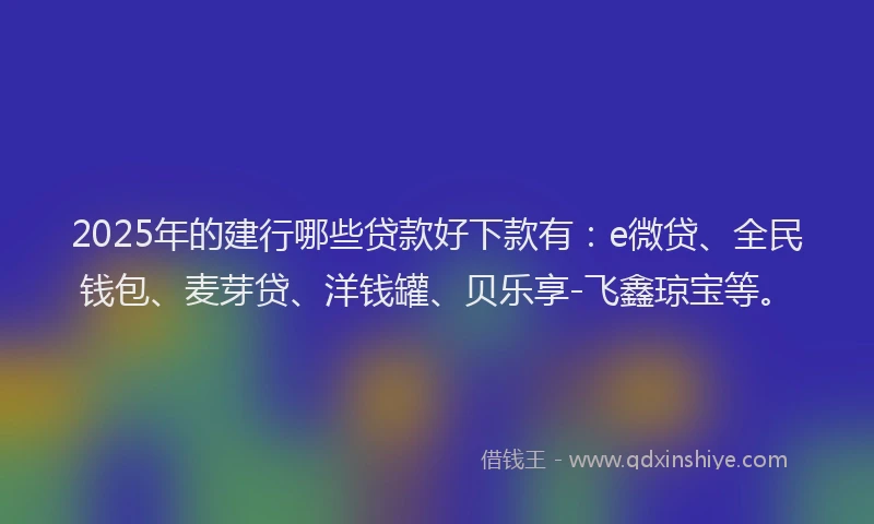 2025年的建行哪些贷款好下款有：e微贷、全民钱包、麦芽贷、洋钱罐、贝乐享-飞鑫琼宝等。