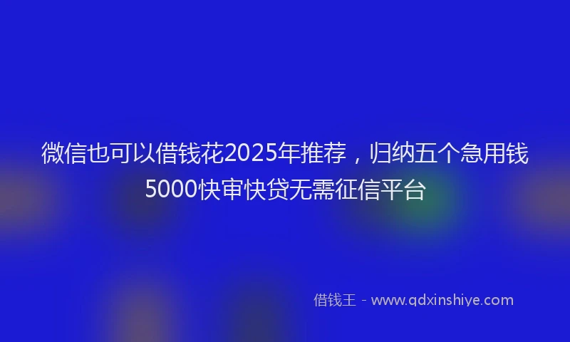 微信也可以借钱花2025年推荐，归纳五个急用钱5000快审快贷无需征信平台