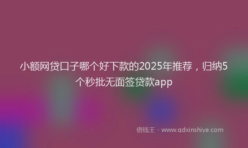 小额网贷口子哪个好下款的2025年推荐，归纳5个秒批无面签贷款app