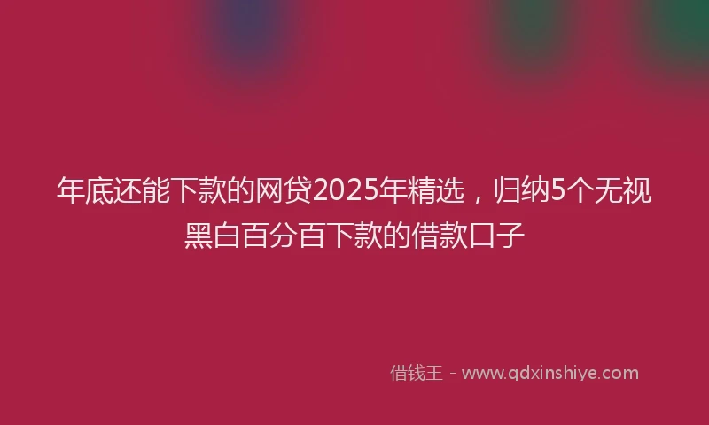 年底还能下款的网贷2025年精选，归纳5个无视黑白百分百下款的借款口子