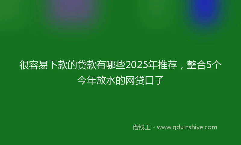 很容易下款的贷款有哪些2025年推荐，整合5个今年放水的网贷口子