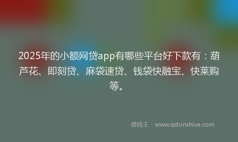 2025年的小额网贷app有哪些平台好下款有：葫芦花、即刻贷、麻袋速贷、钱袋快融宝、快莱购等。