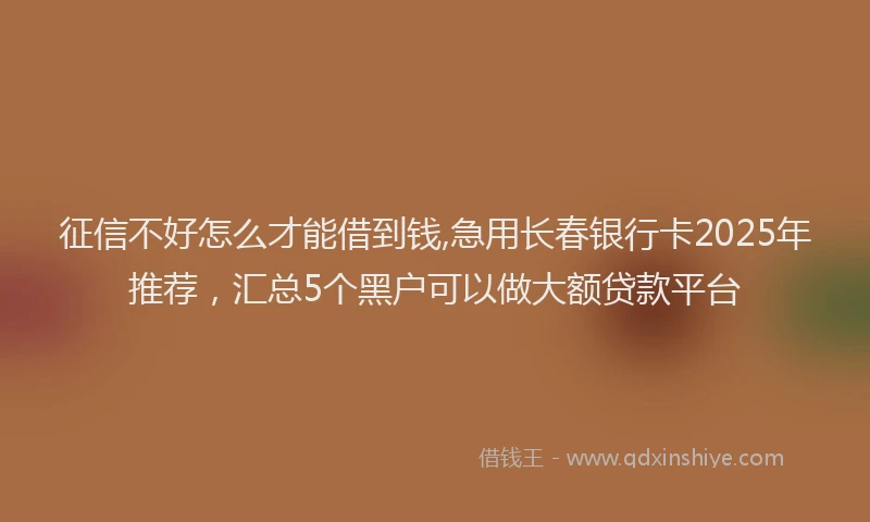 征信不好怎么才能借到钱,急用长春银行卡2025年推荐，汇总5个黑户可以做大额贷款平台