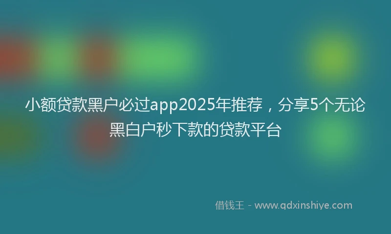 小额贷款黑户必过app2025年推荐，分享5个无论黑白户秒下款的贷款平台