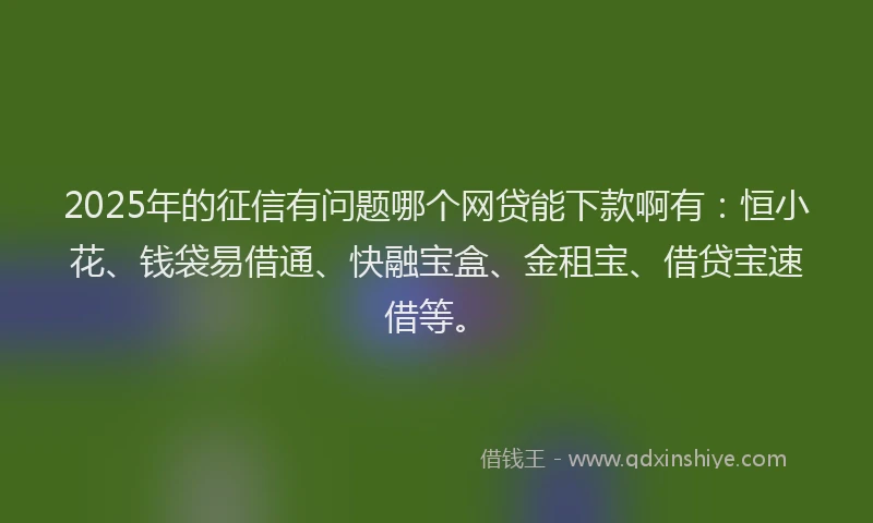 2025年的征信有问题哪个网贷能下款啊有：恒小花、钱袋易借通、快融宝盒、金租宝、借贷宝速借等。