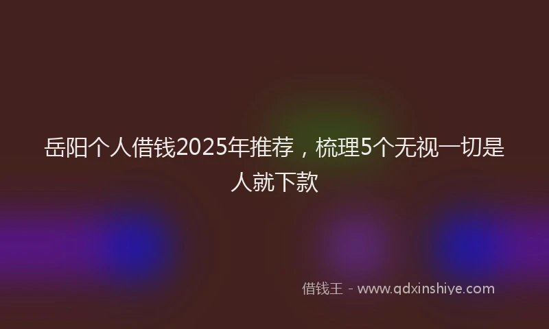 岳阳个人借钱2025年推荐，梳理5个无视一切是人就下款